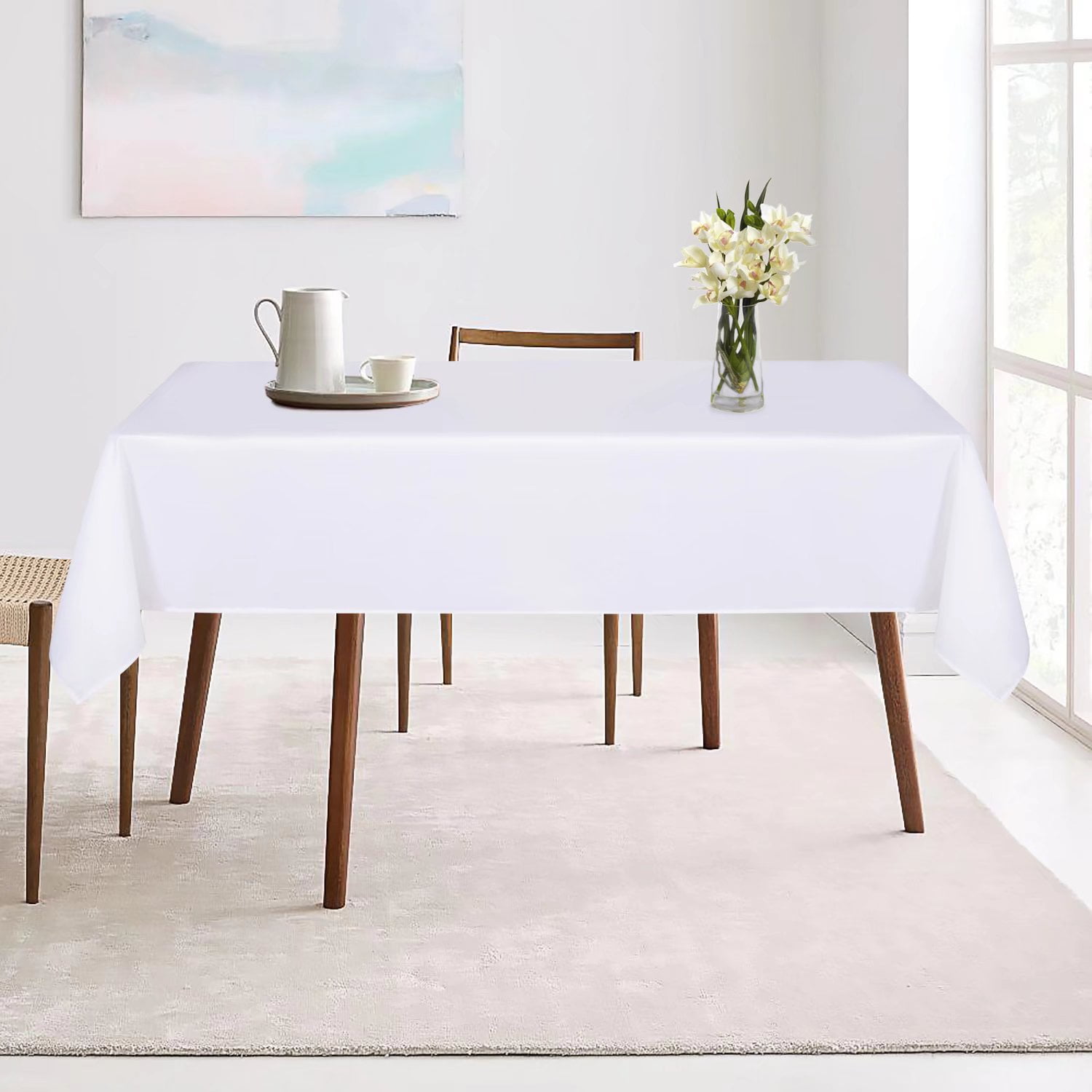 LUSHVIDA Rectangle Tablecloth 60x102 inch White Stain and Water