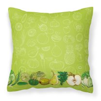 Carolines Treasures BB5135PW1414 Fruits and Vegetables in Green Fabric Decorative Pillow  14Hx14W multicolor