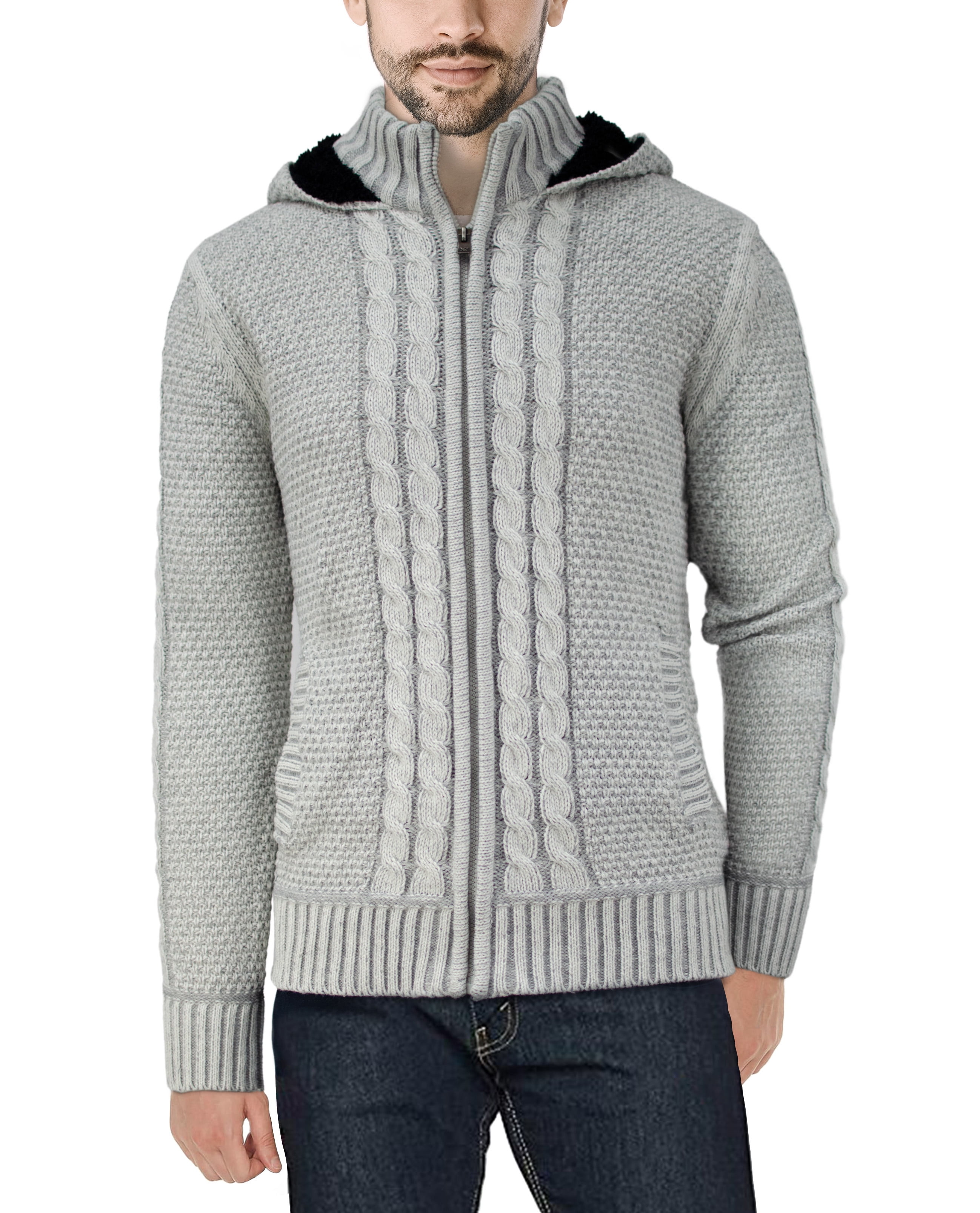X RAY Men's Casual Slim Fit Knitted Cardigan Sweater Full Zippered Long ...
