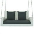 thumbnail image 3 of 2-Person Hanging Porch Swing with Cushion and Pillow,Wicker Hanging Bench with Chains,Rattan Swing Bench for Garden, Backyard, Pond Hold Up to 500 lbs,White Wicker, Gray Cushion, 3 of 7