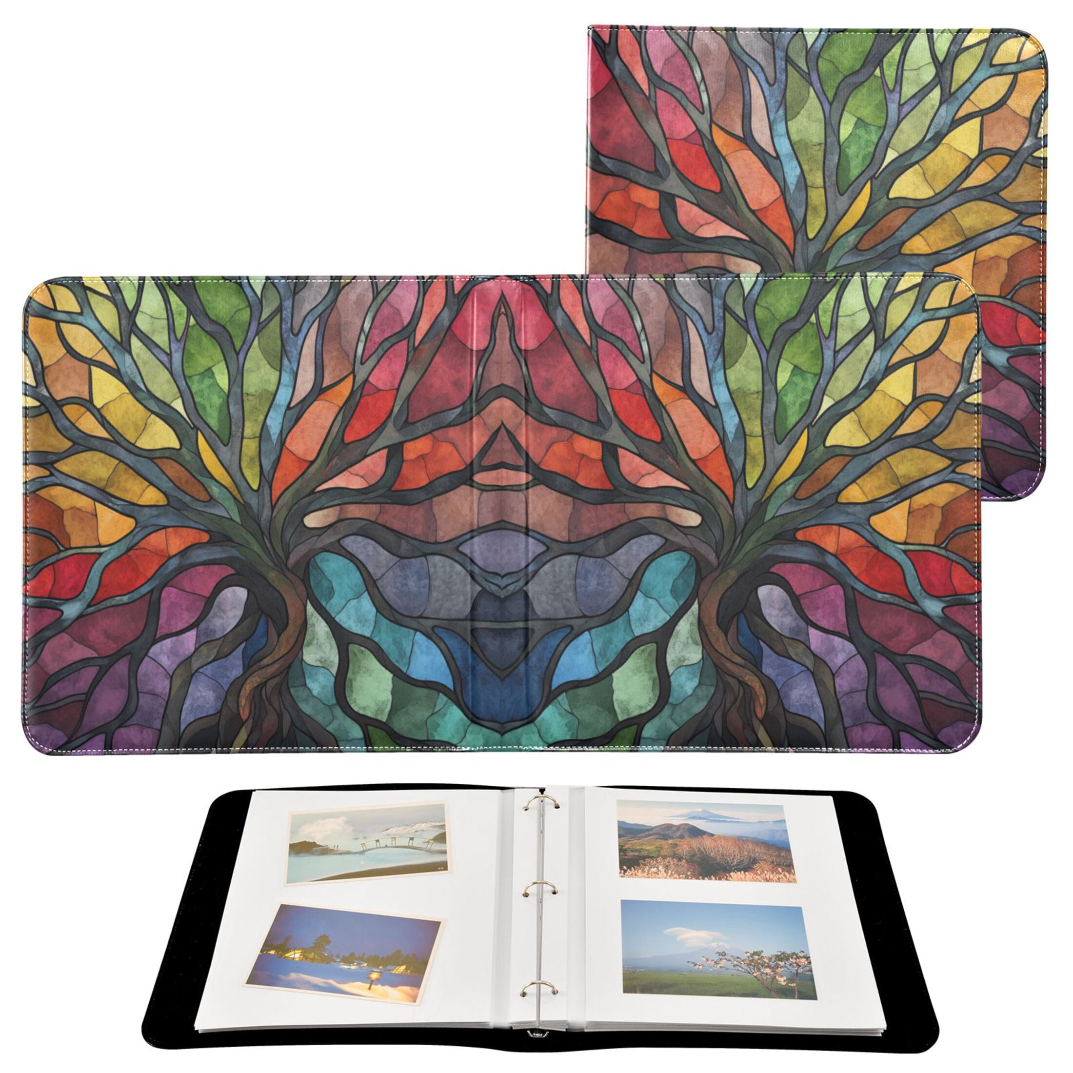 Photo Album Leather Photo Album 11.8x11.2x1.5 Inch Bookshelf Photo Album Scrapbooking Refills Scrapbook Photo Album Colorful Tree Branches