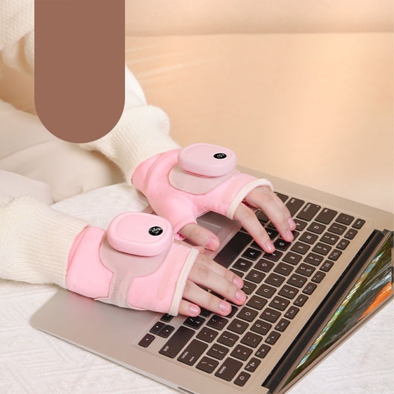 Goowood Heated Gloves Rechargeable Fingerless Hand Warmer Electric Heating Gloves for Writing Typing 3 Heat Levels for Office Men Women