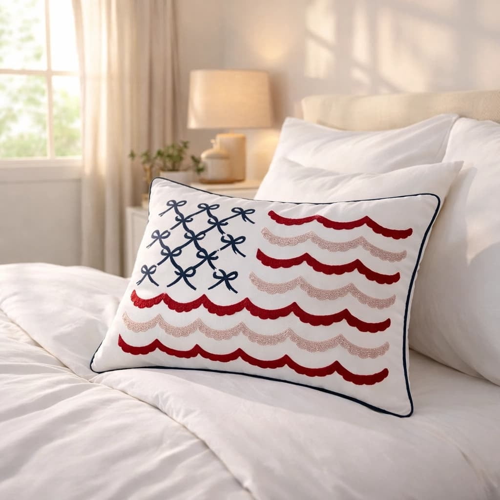 Patriotic Pillow - 19.5x14in Throw Pillow Cover for 4th of July Patriotic Independence Memorial Day Stripes America Flag Decor Cushion Case for Sofa Couch