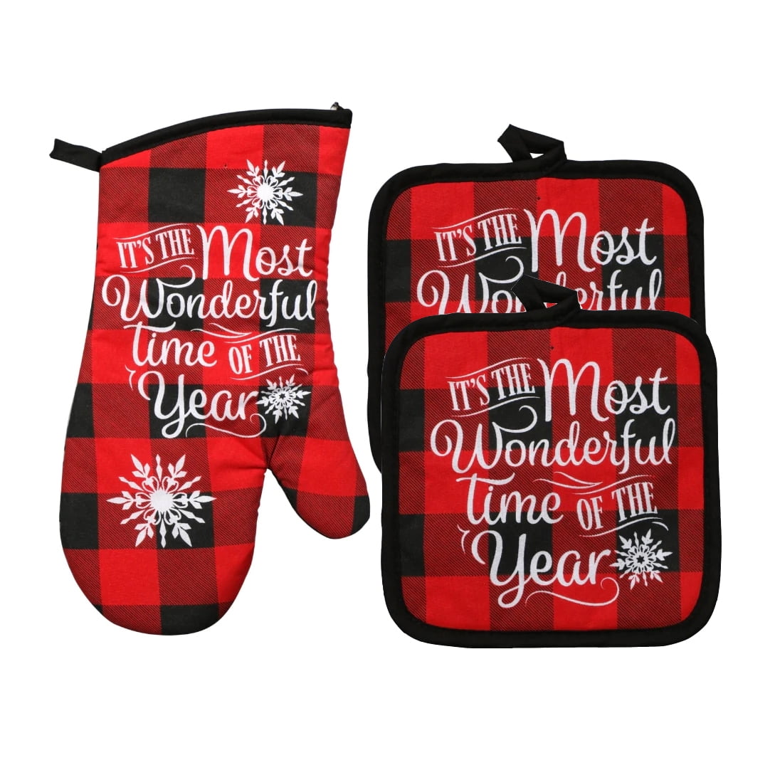  BIG RED HOUSE Oven Mitts and Pot Holders Sets, with The Heat  Resistance of Silicone and Flexibility of Cotton, Recycled Cotton Infill,  Terrycloth Lining, 480 F Heat Resistant Pair Red: Home