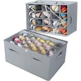 thumbnail image 1 of Organizador de zapatos para clóset, paquete de 2, caja de zapatos plegable con divisores ajustables y cubierta transparente, gabinete organizador de almacenamiento de zapatos con asas, 1 of 4