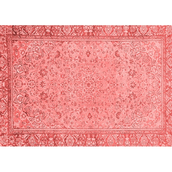 Ahgly Company Machine Washable Indoor Rectangle Abstract Red Modern Area Rugs, 4' x 6'