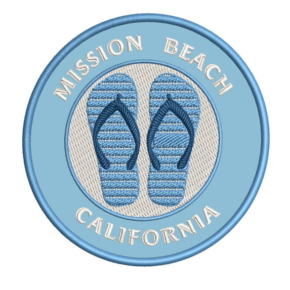 Mission Beach, California 3.5 Inch Iron Or Sew On Embroidered Fabric Badge Patch Ocean Beach, Salt Life Iconic Series