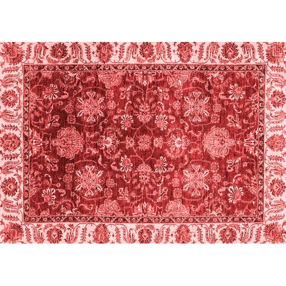 Ahgly Company Machine Washable Indoor Rectangle Oriental Red Traditional Area Rugs, 4' x 6'