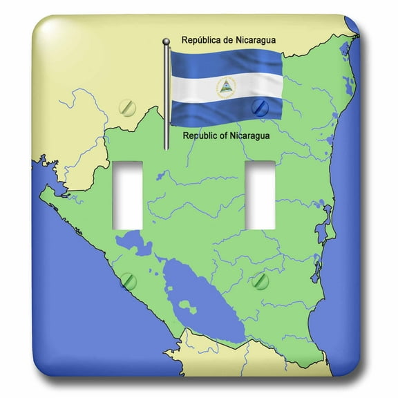 3dRose, Flag and Map of Nicaragua with the Republic of Nicaragua printed in both English and Spanish., double toggle switch