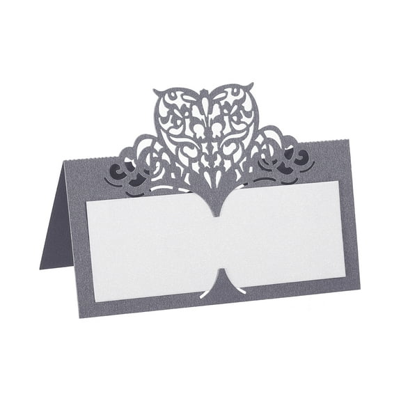 Uxcell Table Name Place Cards,25pack Favor Decor Hollow Butterfly Cut Design Seat Blank Card, Grey