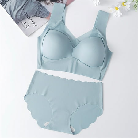 Pavied Push Up Bra Sports Bra Seamless Bras Bra And Panty Sets For Women Lingerie Sets Smooth Comfort Bras And Underwear For Everyday Plus Size Bra Clearance Light Blue 2XL