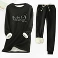 thumbnail image 2 of HAPIMO Two Piece Sets for Women Fleece Sets Long Sleeve Letter Print Top Casual Pullover Sweatshirt Drawstring Long Pant Fall Winter Warm Set Black XL, 2 of 3