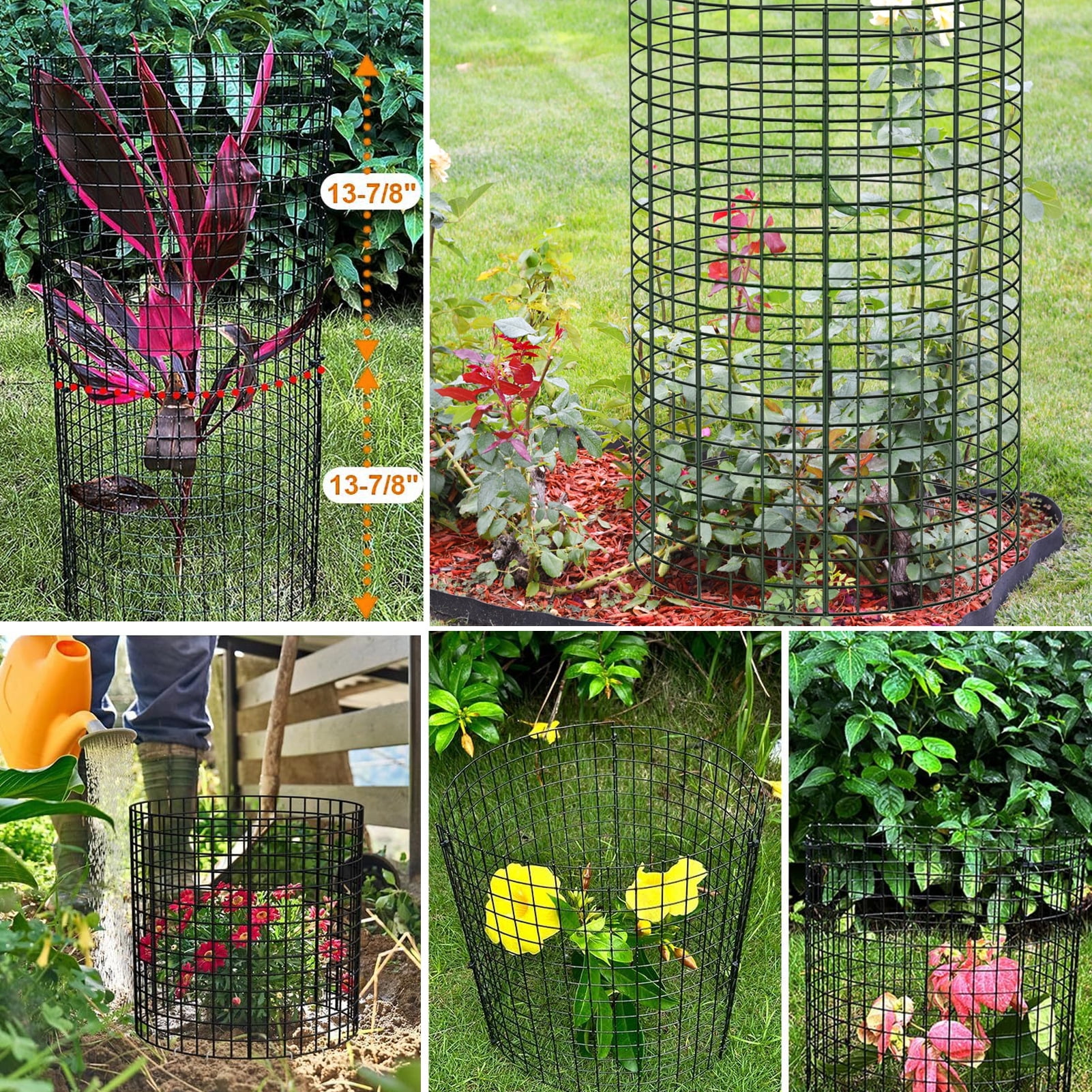 OIUR Wire Plant Protector from Animals Plant Protection Cage Set Tree Trunk Protector with Ground Stakes Ties for Garden Protection Keep Rabbit Fox Out