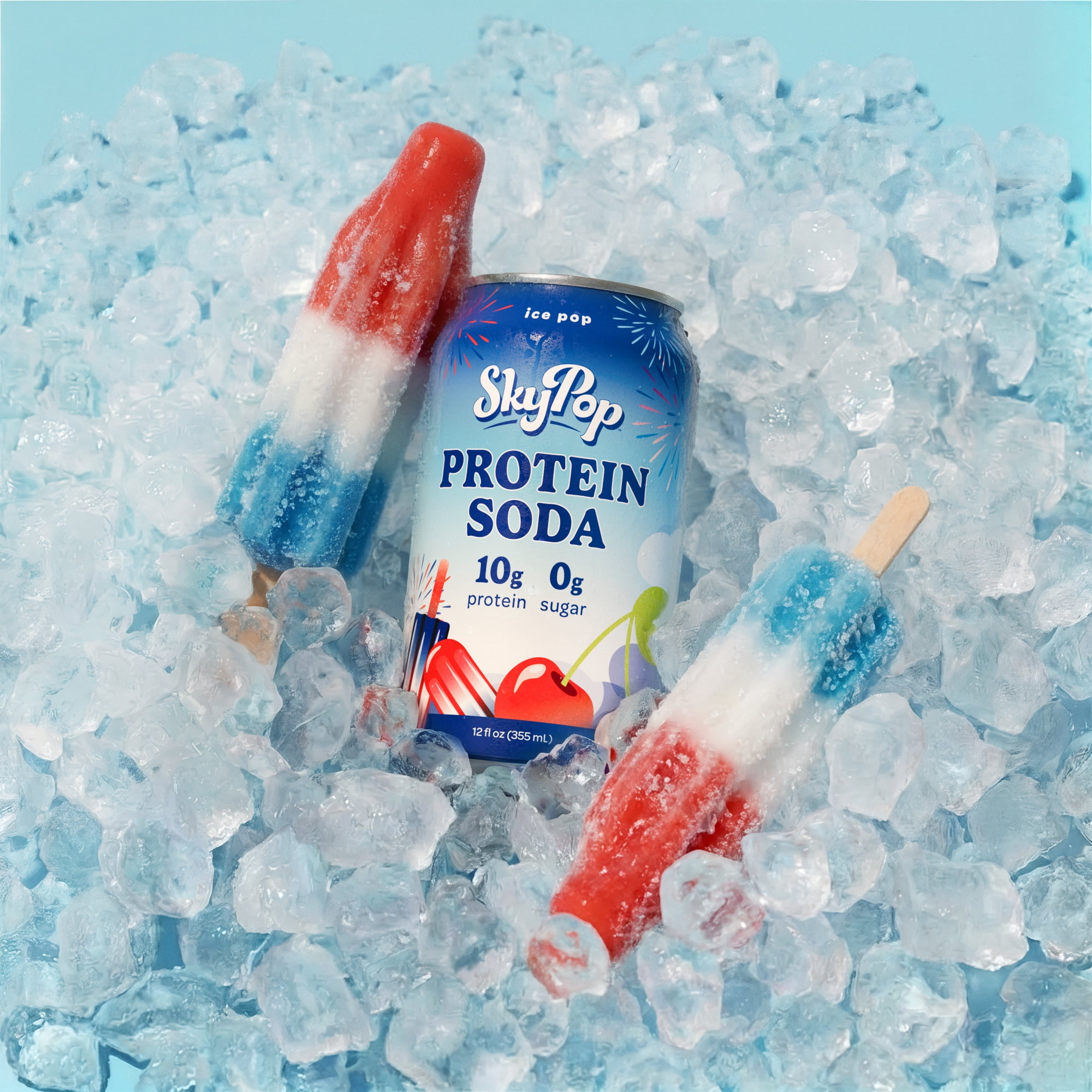 (12 pack) SkyPop Protein Soda Ice Pop, 10g Protein, 12 fl oz