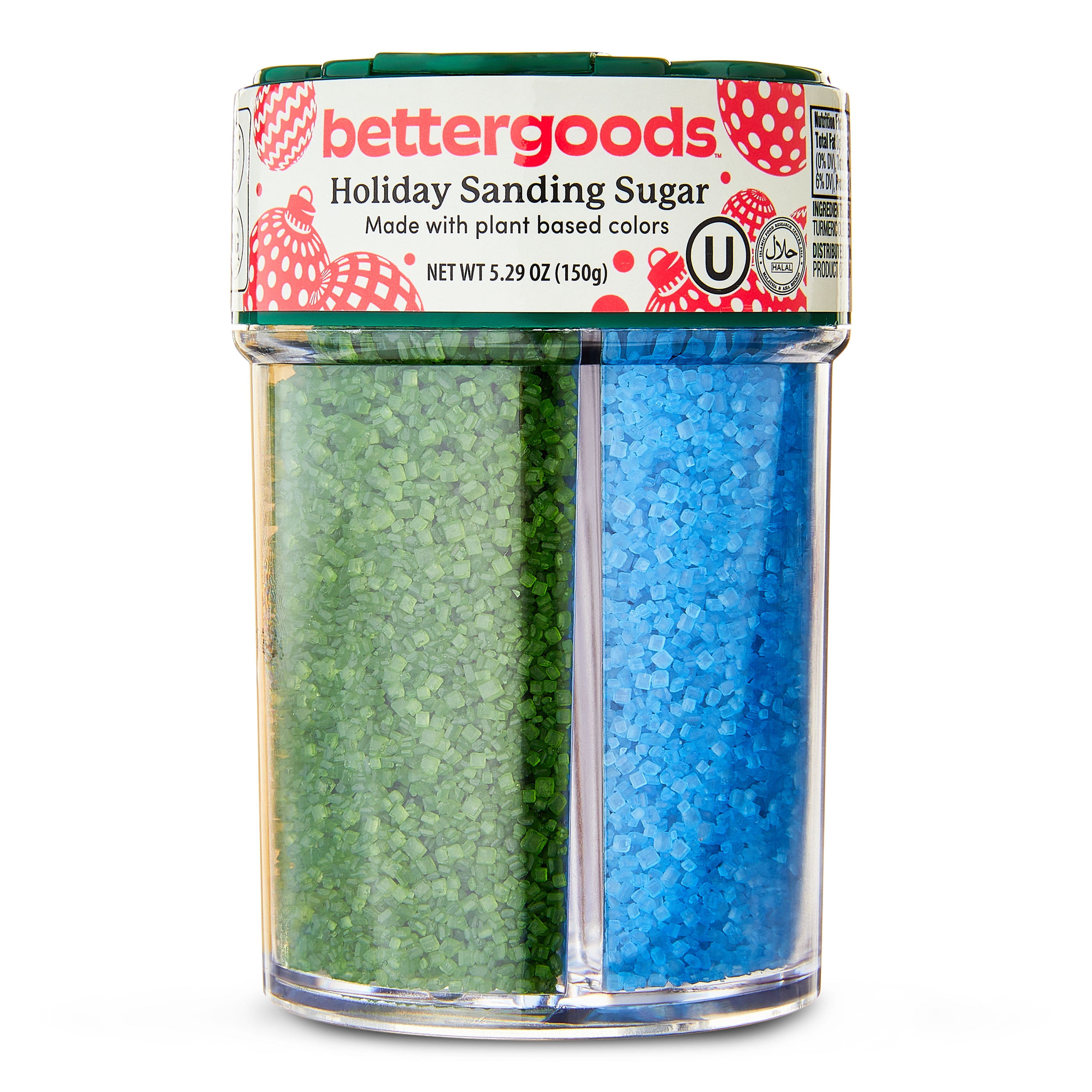 (3 pack) bettergoods Holiday Sanding Sugar Sprinkles in Festive Colors, 5.29 oz