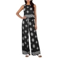 thumbnail image 2 of Zynoxe 2 Piece Sets for Women Going Out Comfy Crew Neck Sleeveless Crop Top Drawstring Waist Wide Leg Pants Suit Stylish Geometric Print Summer Sets Versatile Casual Beach Vacation Outfits S, 2 of 7