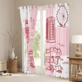 thumbnail image 3 of jejeloiu Cartoon Western Architecture Curtains Pack of 2 (42x84 Each),Pink Telephone Booth Curtains Blackout,Big Ben Bedroom Curtains For Girls Teens,Breathable Home Decor, 3 of 6