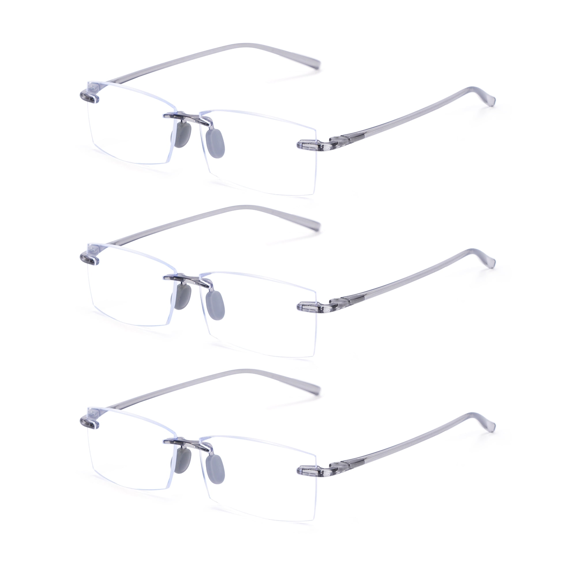 TERAISE Rimless Reading Glasses Comfortable Lightweight Frameless Reader Men Women Blue Light Blocking Computer Eyeglasses（Grey-150）