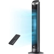 Dreo Tower Fan for Bedroom, 5 Speeds, 4 Modes with 26ft/s Standing Fan, 90° Oscillating Fans for Indoors, 12H & 28dB Quiet Timer, Remote Control, Touch, 40" Bladeless Floor Fan for Home Office, Black