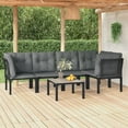 thumbnail image 1 of vidaXL 6 Piece Garden Lounge Set Black and Grey Poly Rattan, 1 of 5