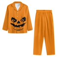 thumbnail image 5 of Garronmavis Women 2 Piece Fall Pajama Set Button Down Long Sleeve Sleepwear Soft Lightweight Loungewear Nightwear Comfy Homewear, Jack O' Lantern, 5 of 7