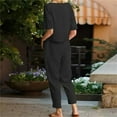 thumbnail image 7 of NMMUED Linen Two Piece Set Women, Two Piece Sets for Women Summer, Short Sleeve Shirts for Women, Wide Leg Pants Woman, Women Beach Fashion, Black L, 7 of 7