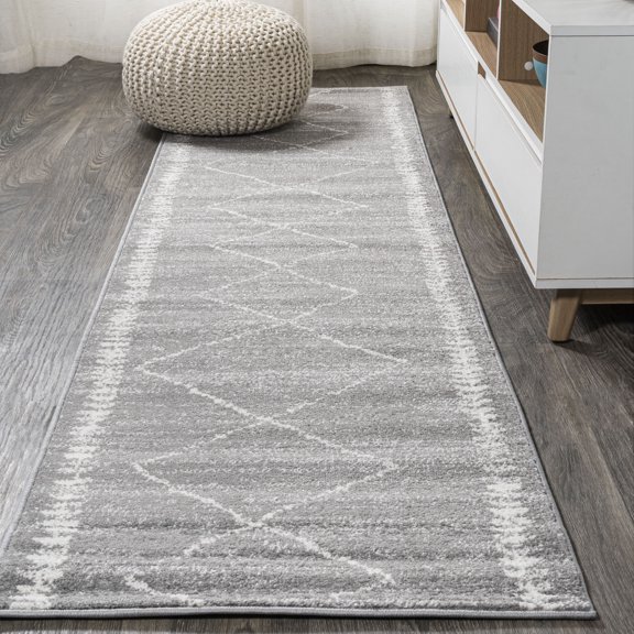 JONATHAN Y MOROCCAN HYPE 2 x 8 Runner Rug, Zaina Moroccan Beni Souk - Gray/Cream, MOH203C-28
