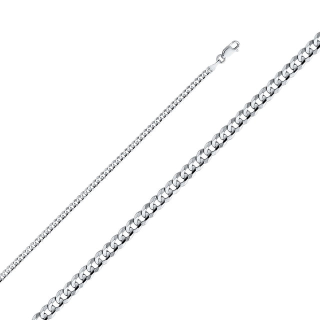 Dimaya Fine Jewelry 14K White Gold 3.1-mm Regular Concave Cuban Chain Bracelet