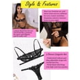 thumbnail image 5 of popiv Womens 2 Piece Sexy Bra And Panty Set Eyelash Strap Bralette Bra and Panty Set Mesh Strappy Lingerie Underwear，Black,S-XL, 5 of 6