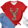 thumbnail image 6 of Red Women's Short Sleeve T-shirt, Women'S Carnival Crawfish Print V Neck Shirt Women'S Pullover T Shirt,Women's Short sleeve T-shirt 5XL, 6 of 8