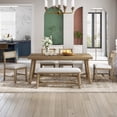 thumbnail image 2 of PORKISS 6-Piece Dining Room Set, Farmhouse Dining Table Set with Bench and 4 Upholstered Chairs, Natural, 2 of 11