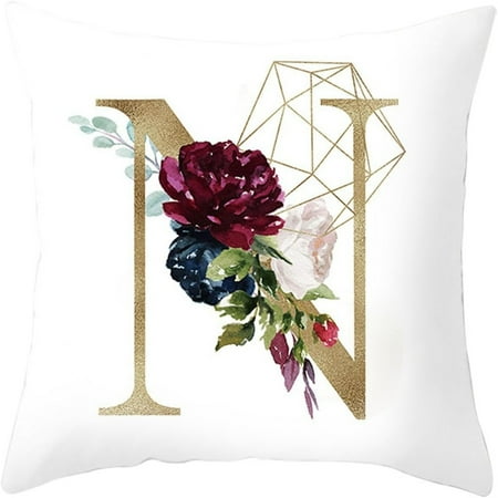 

Gold Embossed Alphabet Cushion Cover With Rose Initial Home For Spring/Summer Day Oversized Throw Pillows for Couch Sea Throw Pillows Home Throw Pillows Heart Pillows Decorative Throw Pillows Dark