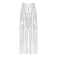 thumbnail image 3 of TiaoBug Kids Girls Sequin Pants Sparkly Wide Leg Trousers Hip Hop Jazz Dance Disco Party Rave Outfits Silver 12, 3 of 5