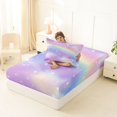 thumbnail image 4 of Manfei Dreamy Rainbow Twin Fitted Sheet, Glitter Galaxy Stars Bedding, Pastel, 2 Pieces, 1 Fitted Sheet and 1 Pillowcase, 4 of 6