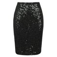 thumbnail image 5 of PrettyGuide Bodycon Knee Length Classic Skirt for Women Vintage High Waist Sequin Skirt Casual Dress Black, X-Large, 5 of 7