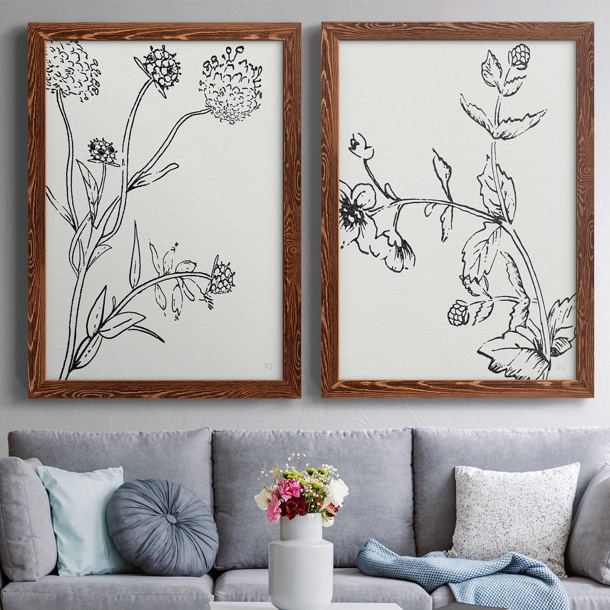 Botanical Study I - Premium Framed Canvas 2 Piece Set - Ready to Hang