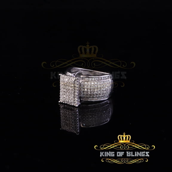 King of Bling's 2.05ct Cubic Zirconia White Silver Set Women's Square Ring Size 7