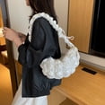 thumbnail image 4 of PU Plisado Mujer Bandolera Bolso Acolchado Hilo Bordado Bolso (blanco), 4 of 9