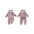 thumbnail image 3 of Cjfdfy Newborn Baby Girl Fall Outfit New To The Crew Romper Ribbed Waffle Knit Long Sleeve Bodysuit And Headband Set Preemie Cute Coming Home Fall Winter Outfit, 3 of 8