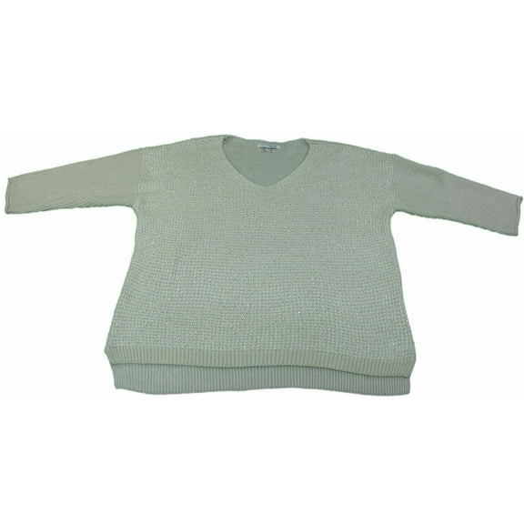 Ellen Tracy Company Womens Size 2X-Large 3/4 Sleeve Dressy Sequin Embellished Sweater Top, Light Macadamia