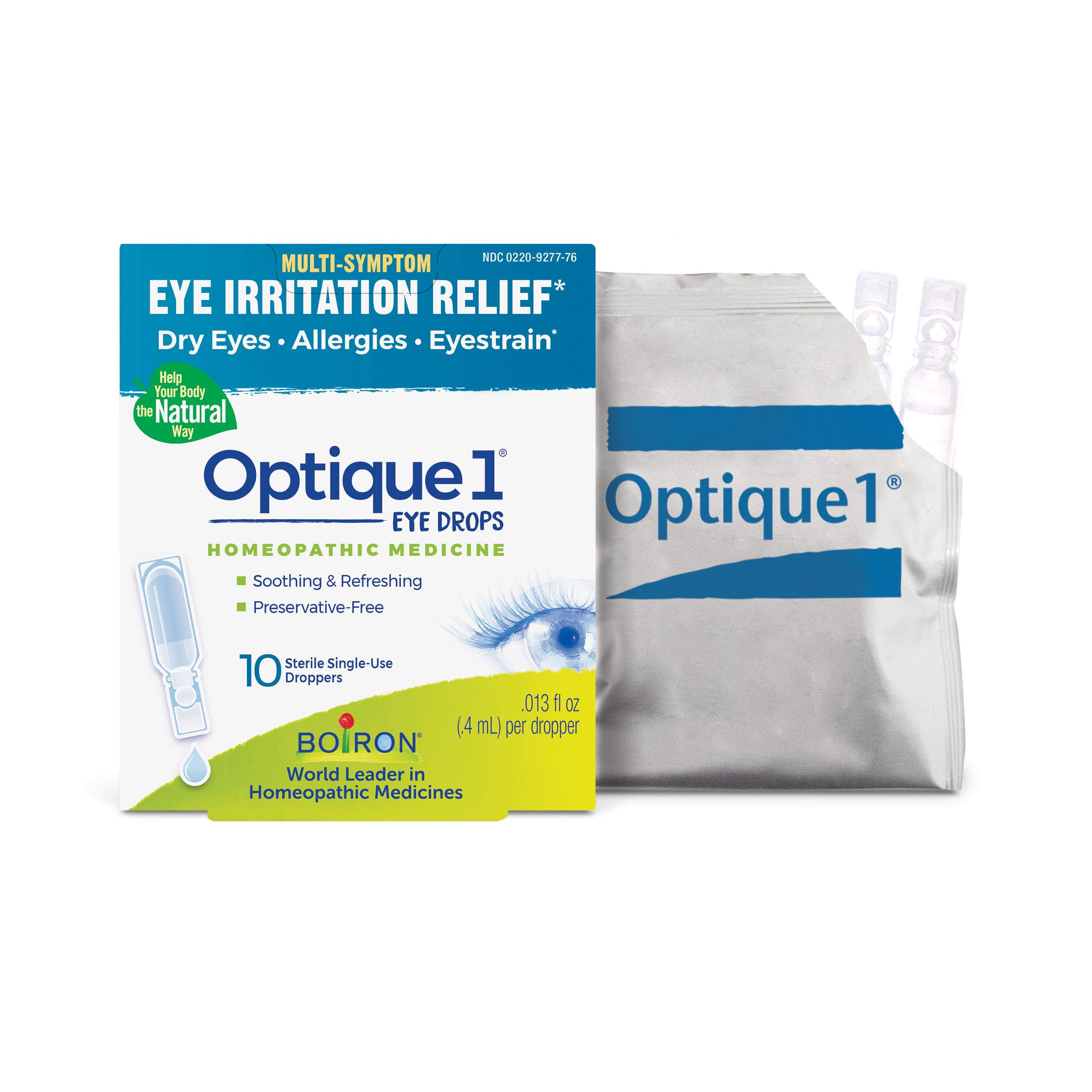 Boiron Optique 1 Eye Drops, Homeopathic Medicine for Multi-Symptom Eye Irritation Relief, Dry Eyes, Allergies, Eyestrain, 10 Single Liquid Doses