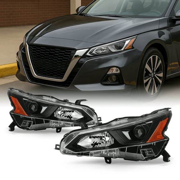 AKKON - Fits 2019 2020 2021 2022 Nissan Altima 4Dr Halogen Model OE Headlights Head Lamps- Pair Black Housing