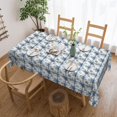 thumbnail image 4 of Rectangle Tablecloth with Wave Lace 60x84 Inch, Farmhouse Blue Gray Rustic Rectangular Table Cloths Durable Table Covers Fabric Table Cloth for Dining Table, Buffet Parties and Camping, 4 of 8