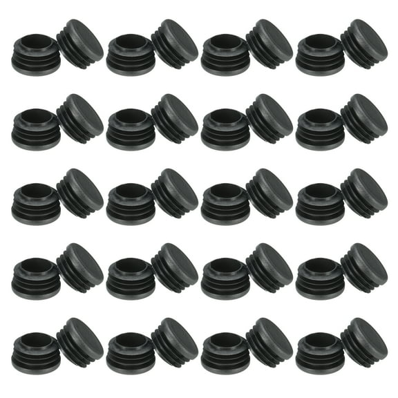 Round Plastic Hole Plugs 1-1/8inch, Pipe Tubing End Cap, Black 40 Pack