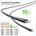 thumbnail image 3 of Esoulk 10ft USB-C to USB-C 30W 3A Fast Charge/Data Sync Nylon Braided Cable with Glass Screen Protector for Samsung Galaxy S24 - Black, 3 of 9