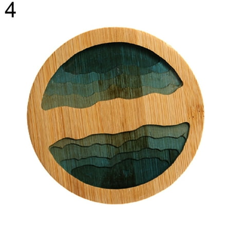

Xunyuan Epoxy Resin Transparent Bamboo Insulation Pad Landscape Coaster Cup Holder Mat