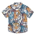 thumbnail image 2 of Dailycode Small Short Sleeve Button Down Shirts Ferocious Tiger Face Casual Shirt 3-10 Years, 2 of 9