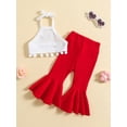 thumbnail image 4 of nvzhuang Baby Kid Girls Pants Set, Tie-up Halterneck Tasseled Vest with Flare Pants Summer Outfit, 4 of 9