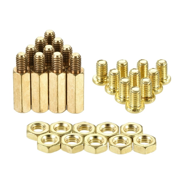 Unique Bargains Laiton Hexagonal Mâle-Femelle Vis Écrou Kit 20 Ensembles 16mm + 6mm
