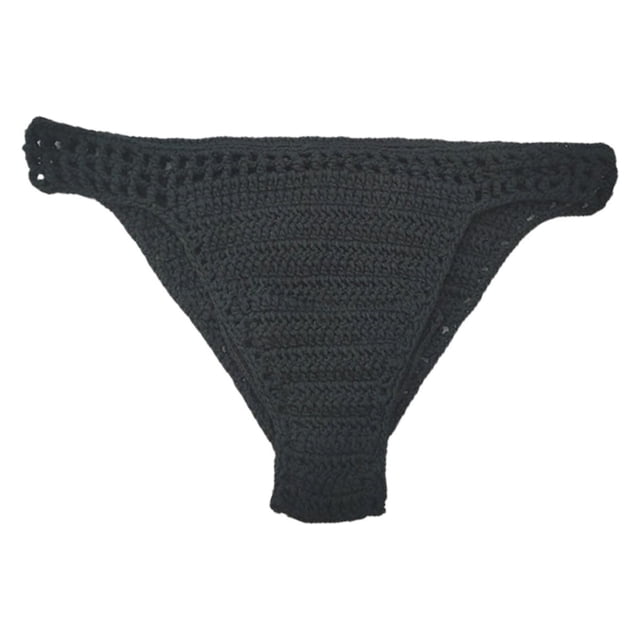 Gibobby Pantalones cortos de baño Pantalones cortos de Bikini sexy de ganchillo hechos a mano de verano para mujer, bañadores de punto forrados con cintu(Negro,M)